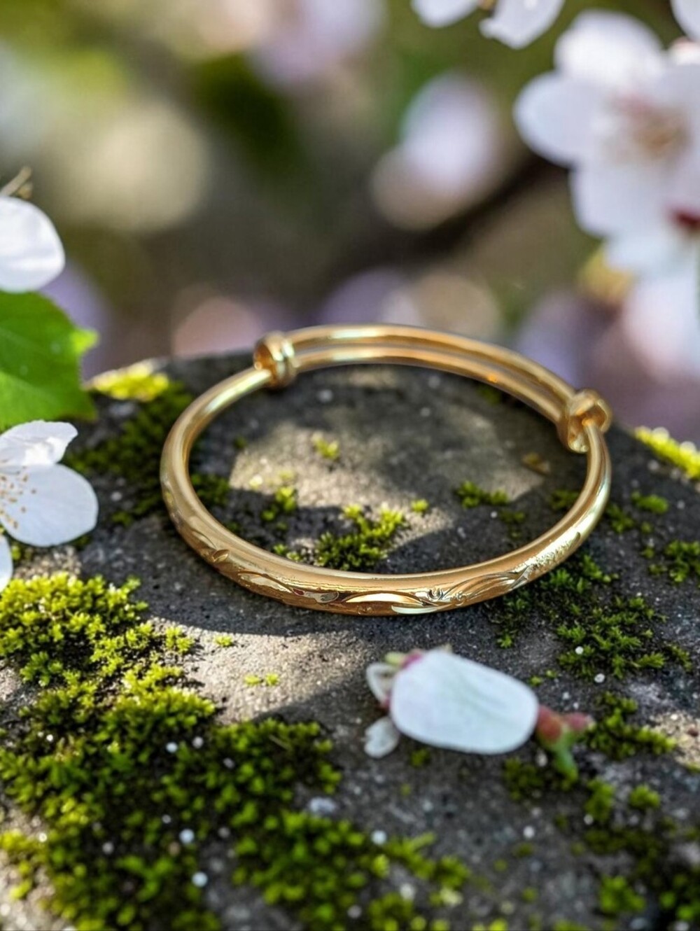 Elegant Gold Filled Engraved Bangle Childrens Bracelet
